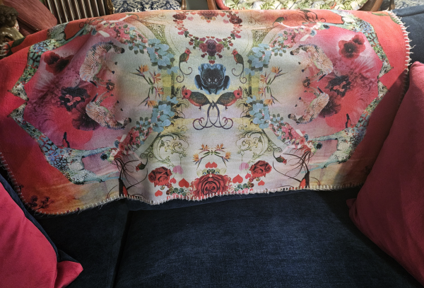 Bespoke Home Décor Floral Throw Design by Blue Butterfly Bespoke home décor featuring a colourful patterned throw with artistic floral and abstract design