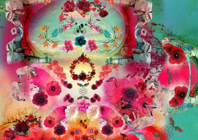 Vibrant designer flooring with artistic safari animals and bold floral patterns by Blue Butterfly Flooring